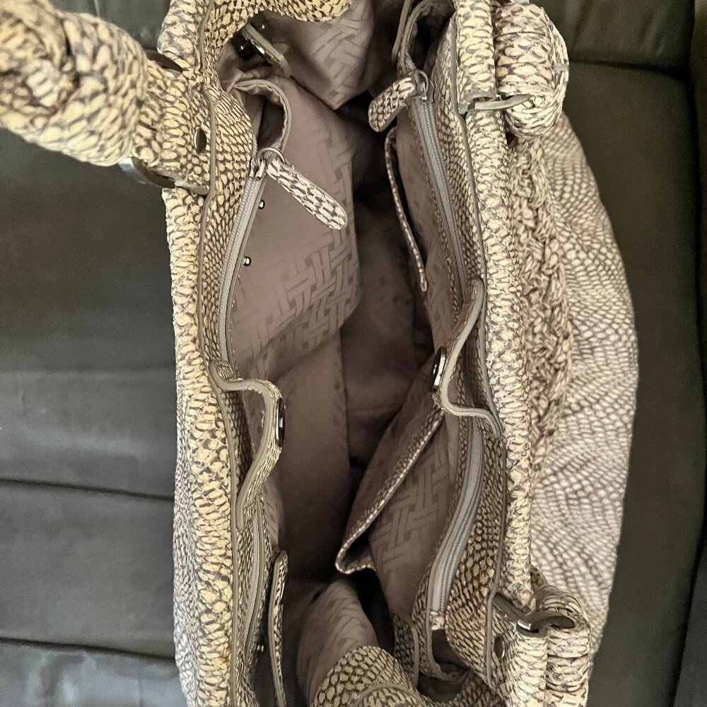 Cole Haan "Laury" Cobra Tote, Cream and Gray - Picture 4 of 14